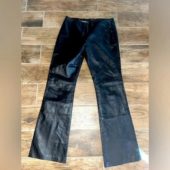 Harley-Davidson Leather Pants Black Boot Cut High Waist Side Zip - Picture 1 of 4
